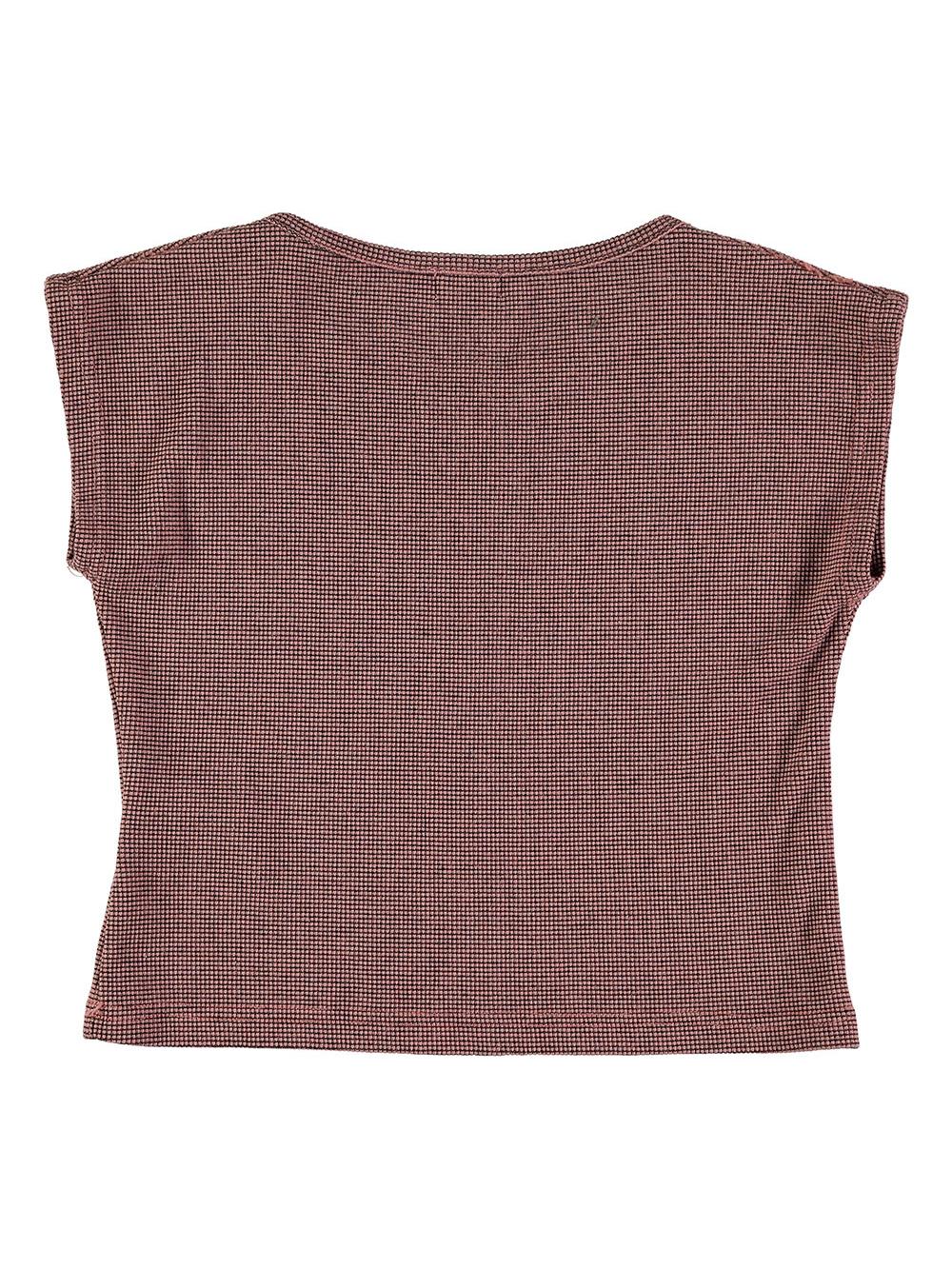 BLACK AND PINK CROPPED EMBROIDERY T-SHIRT