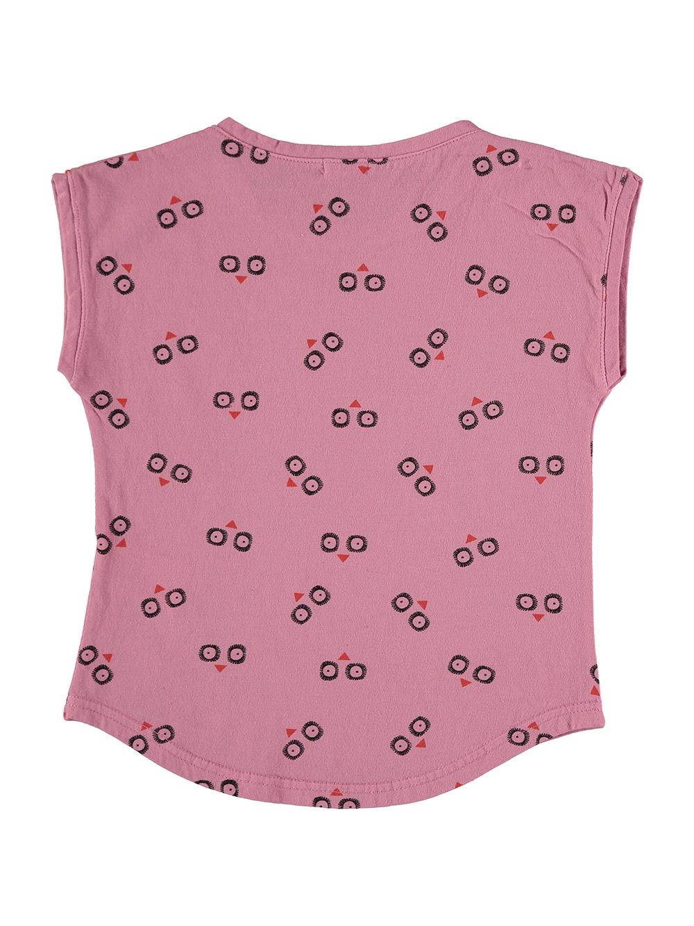 CAMISETA MANGA CORTA ESTAMPADO BÚHOS FÚCSIA