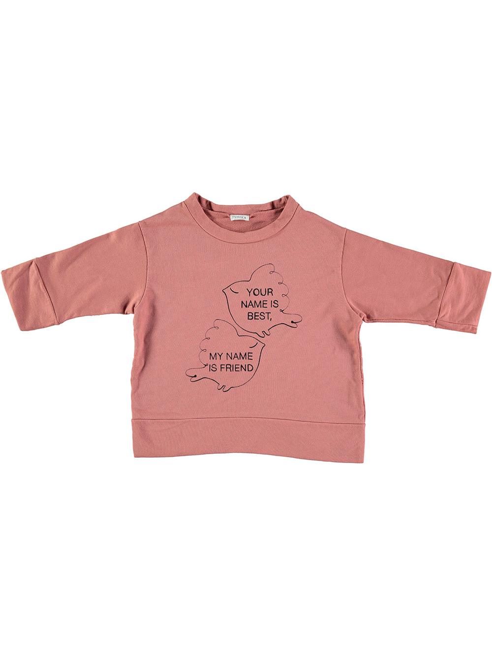 SUDADERA CROPPED PÁJAROS AMIGOS ROSA ANTIGUO