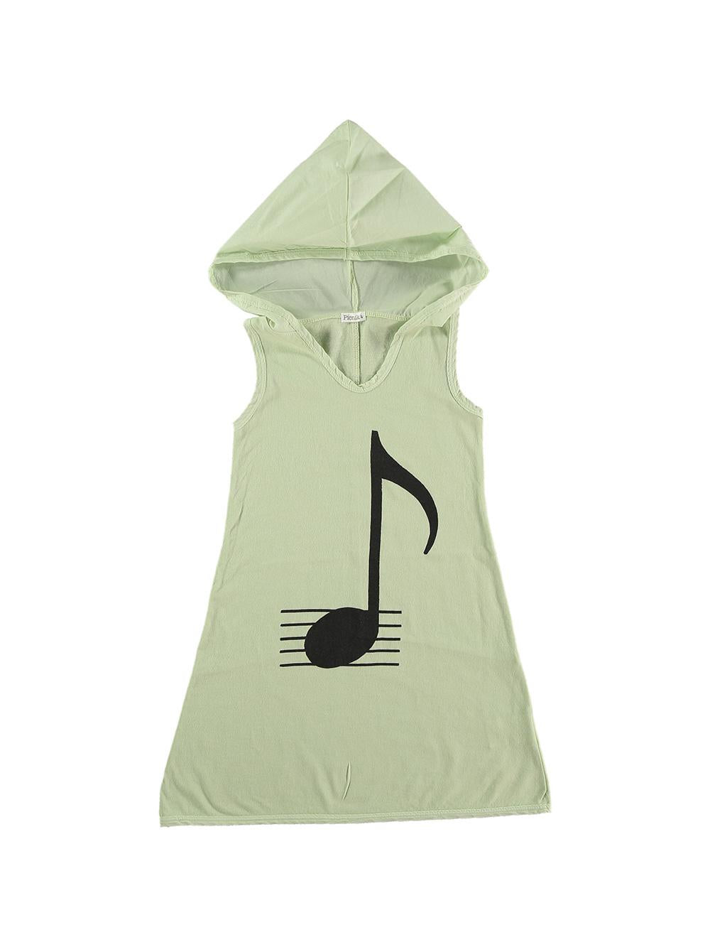 VESTIDO CAPUCHA NOTA PENTAGRAMA VERDE