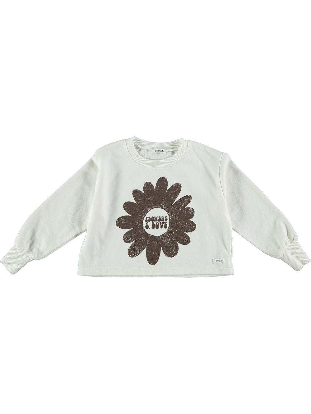 SUDADERA FLOR CROPPED BLANCO