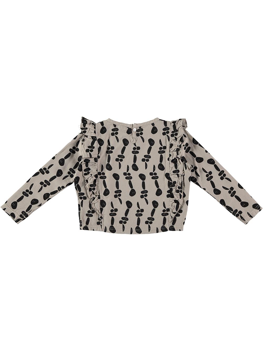 CAMISA VOLANTES ESTAMPADO PIEDRAS CAMEL