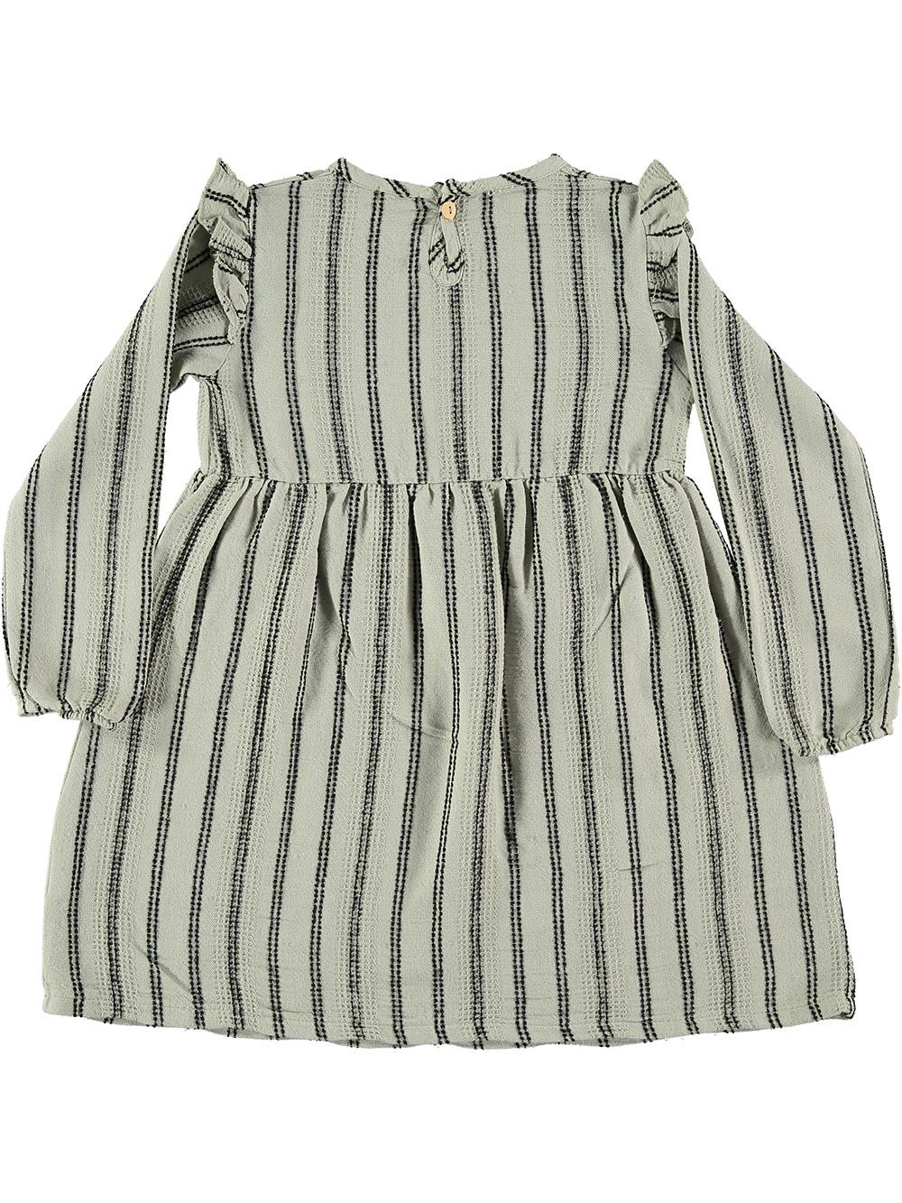 VESTIDO VOLANTES RAYAS NEGRO Y VERDE