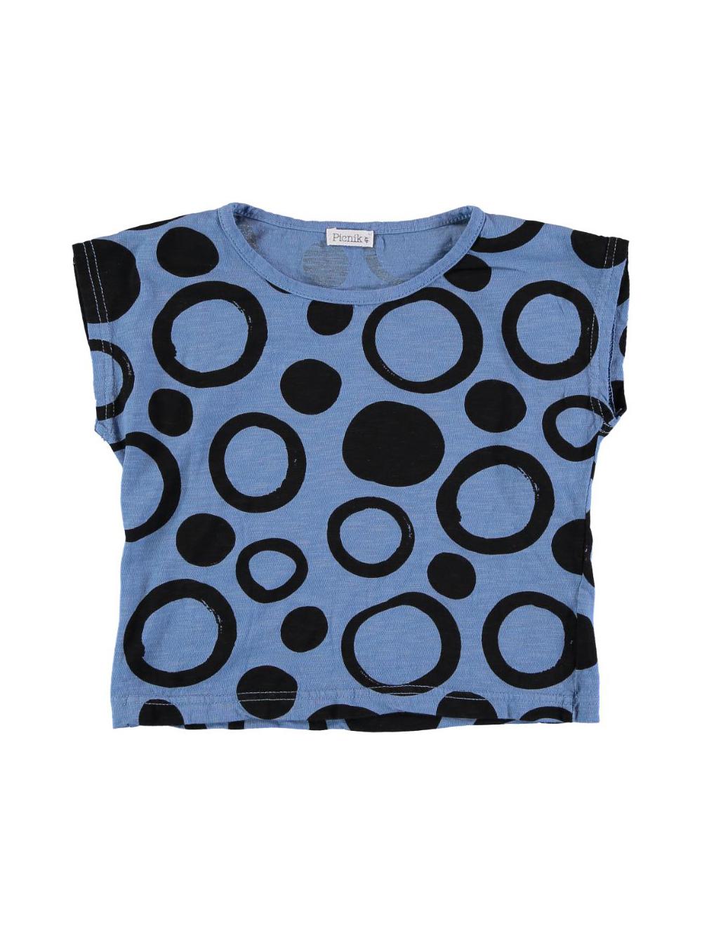CAMISETA CROPPED ESTAMPADO TOPOS AZUL