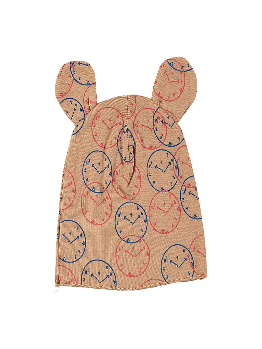 GORRO OREJAS BEBÉ ESTAMPADO RELOJES CARAMELO