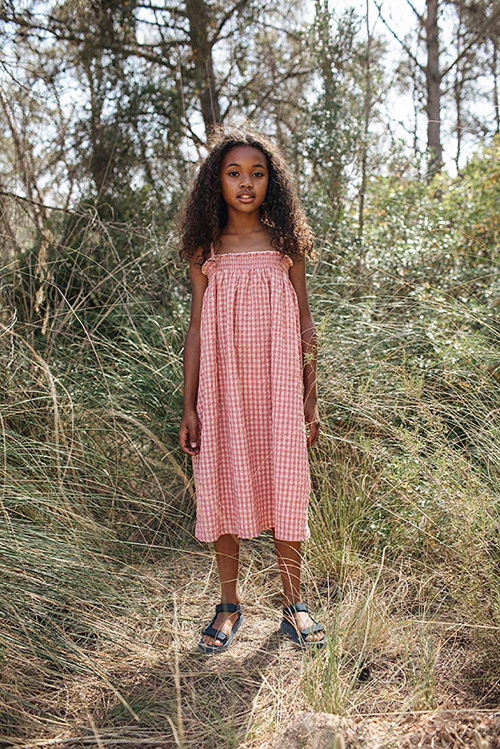 VESTIDO LARGO TIRANTES VICHY ROSA – Picnik Barcelona