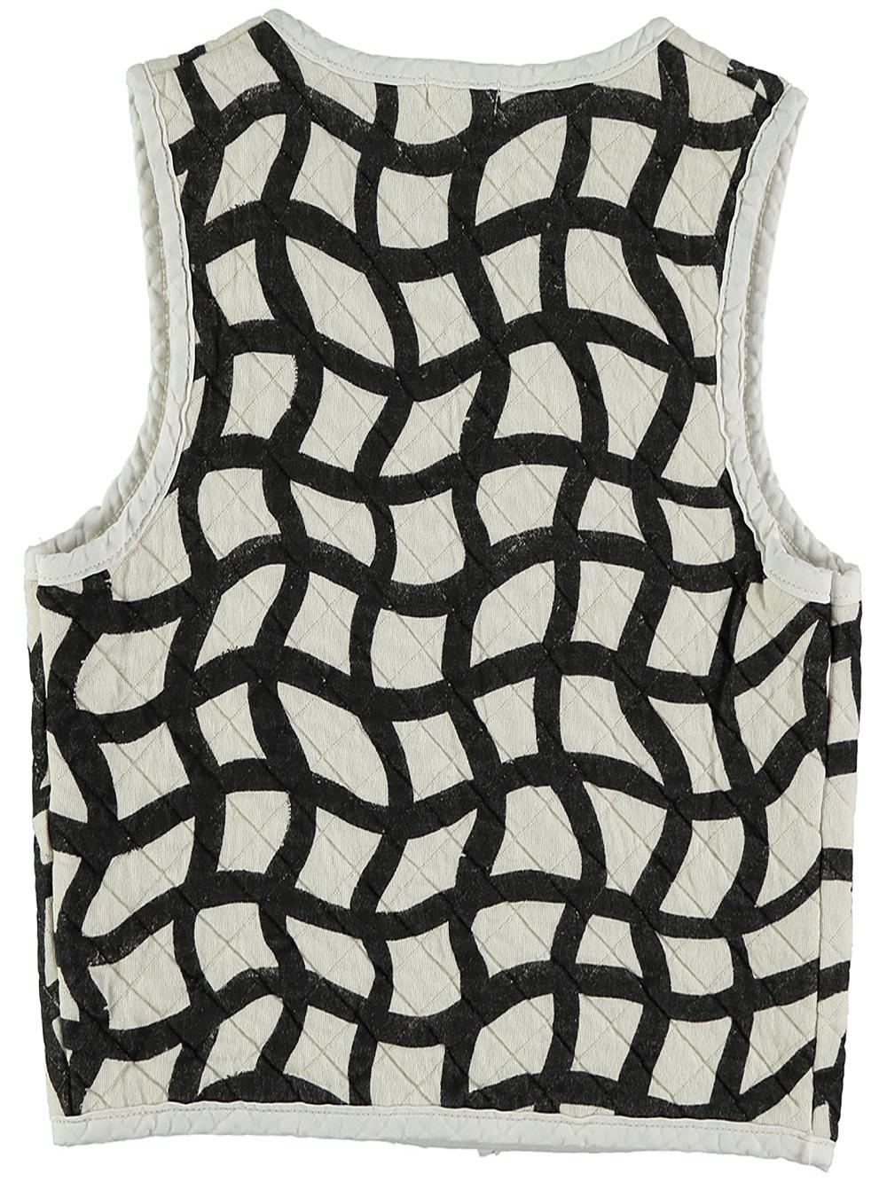 WHITE PADDED VEST WITH BLACK GRID