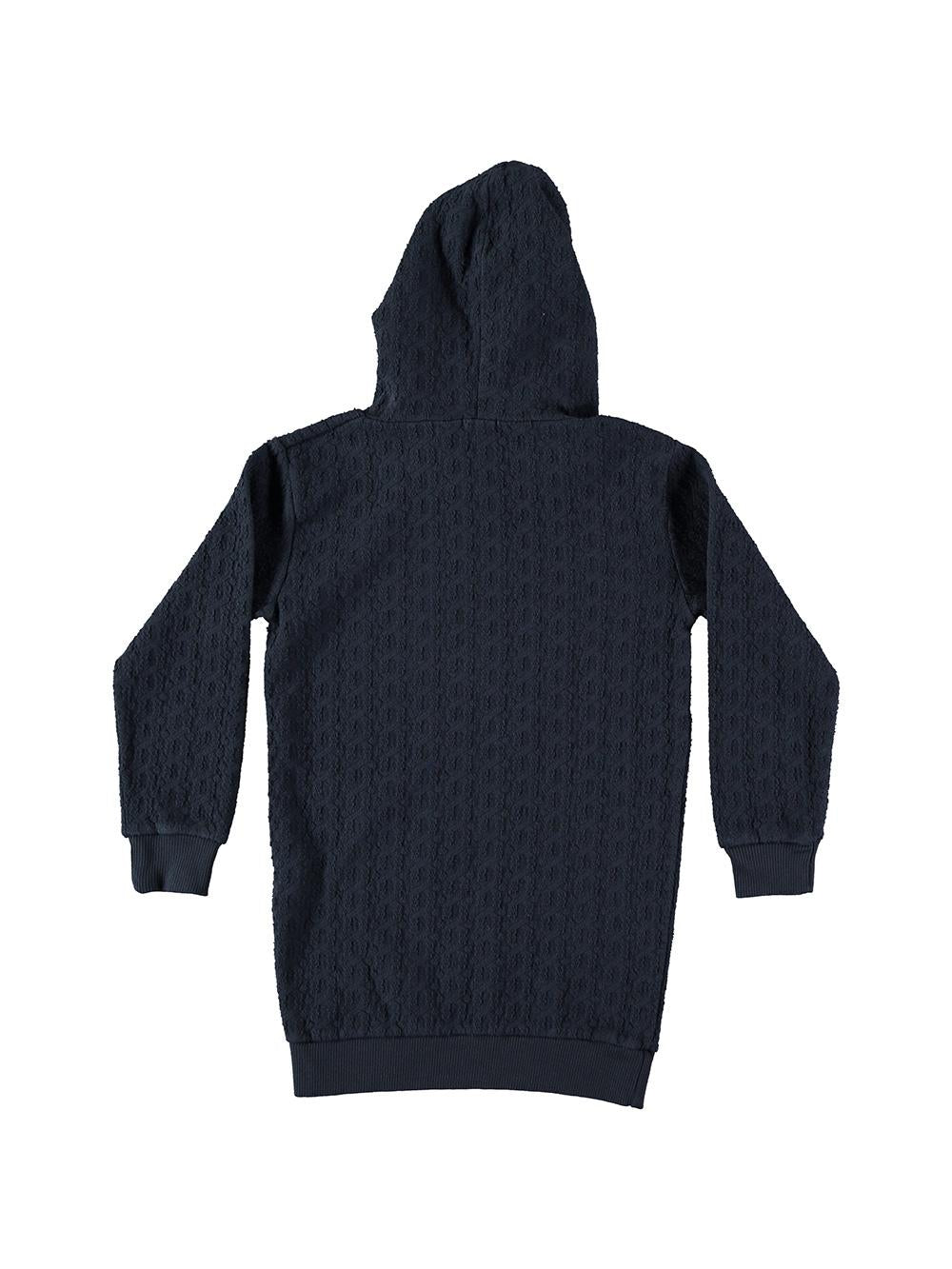 VESTIDO CAPUCHA BORDADO CURIOUSER AZUL NOCHE