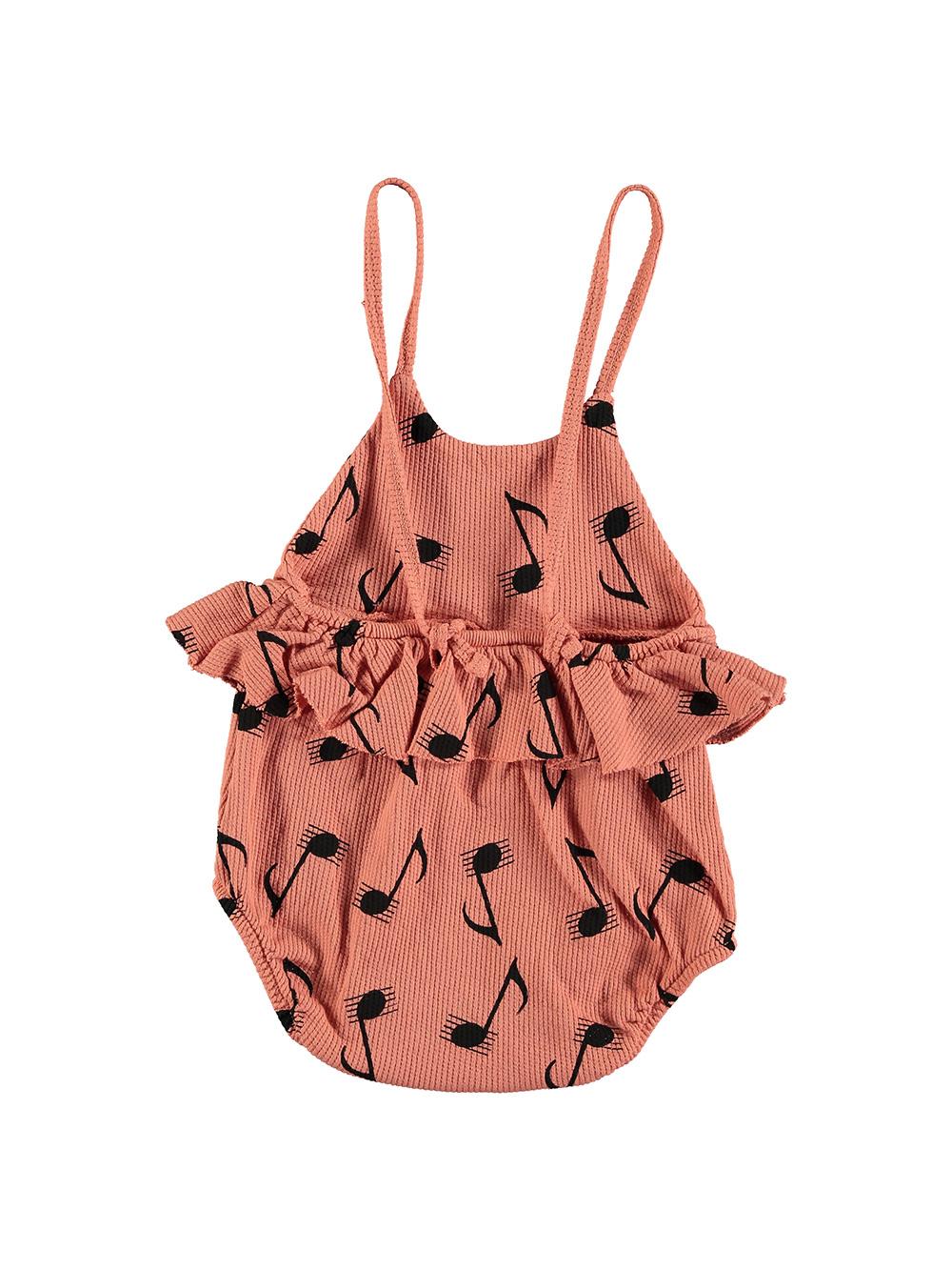 SALMON STAVE NOTES PRINTED STRAPPED BODYSUIT