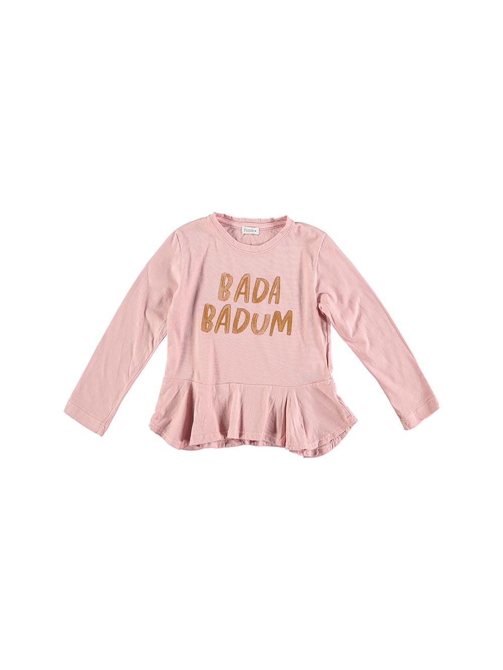 CAMISETA VOLANTES CINTURA ROSA BADA BADUM