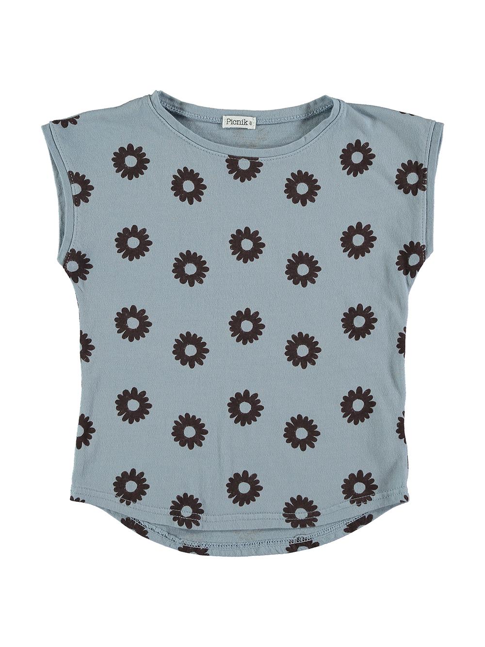 CAMISETA MANGA CORTA ESTAMPADO MARGARITAS AZUL