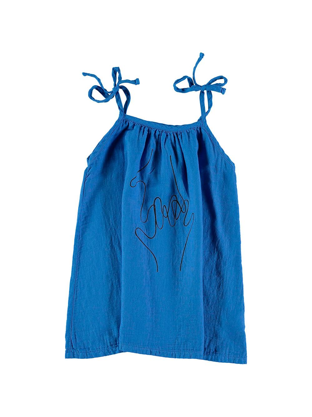 VESTIDO TIRANTES LAZO MANOS AZUL