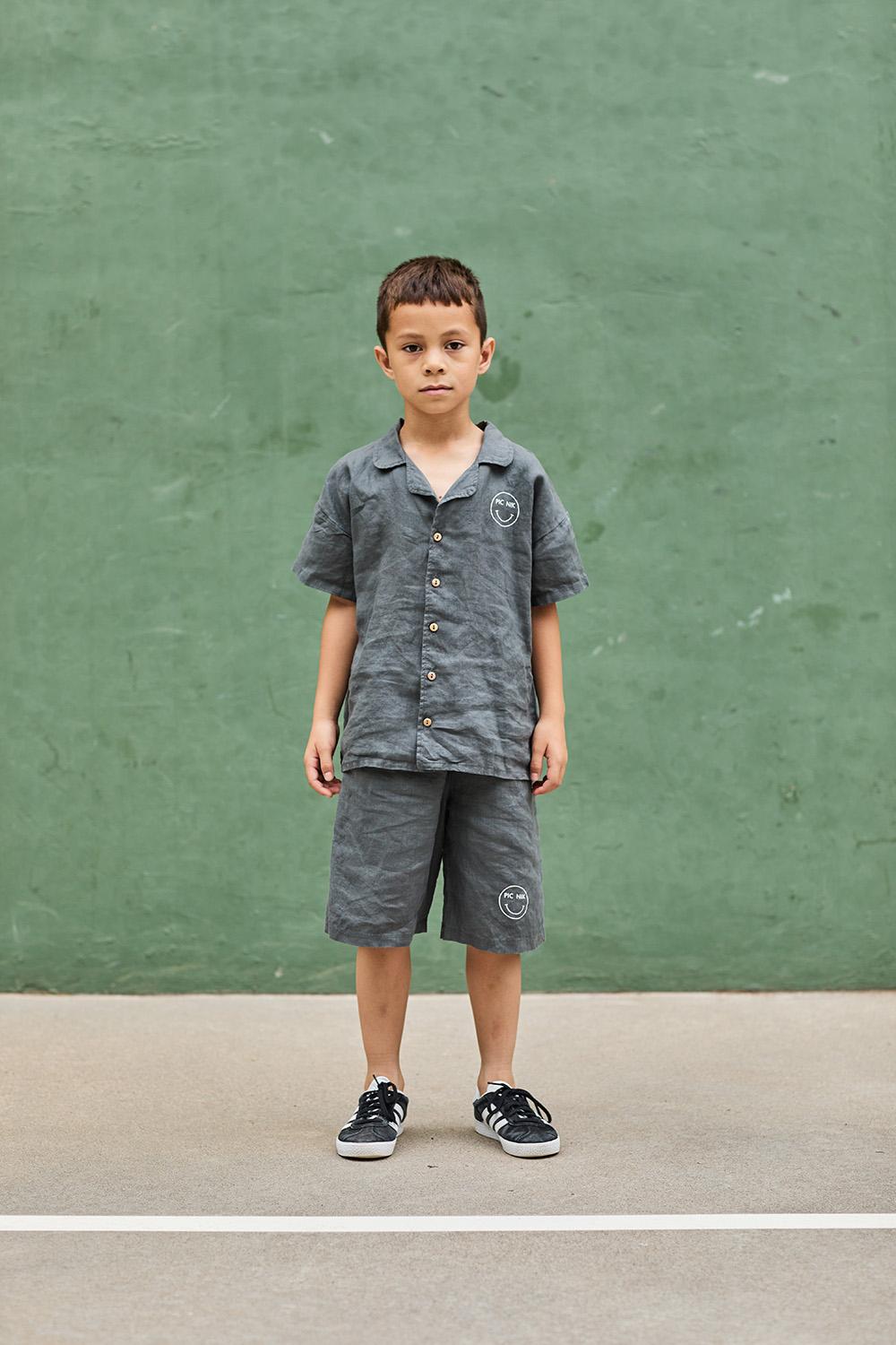 CAMISA MANGA CORTA GRIS LINO SMILE