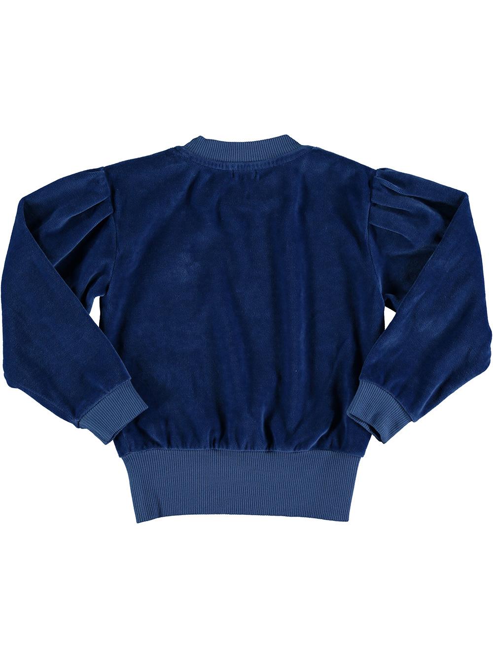 BLUE LONG SLEEVE SWEATER embroidered SNOW FLOWER