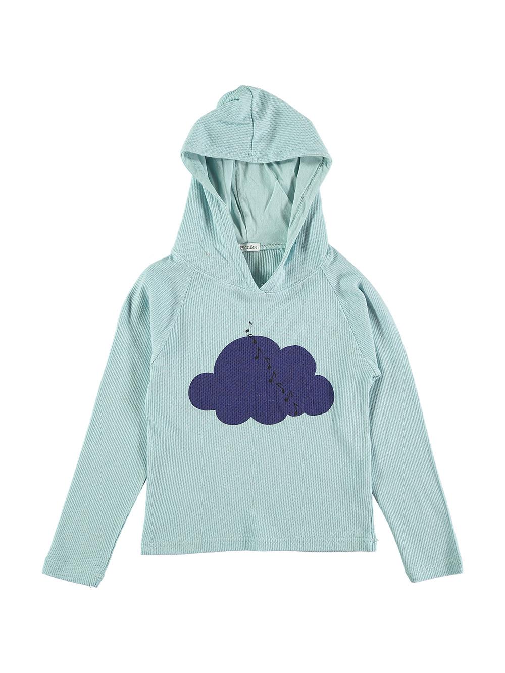 SUDADERA CAPUCHA NUBE Y NOTAS AZUL CLARO