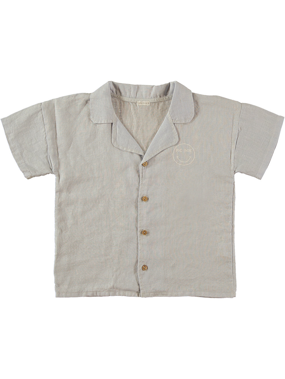 CAMISA MANGA CORTA LINO CON ESTAMPADO SMILE