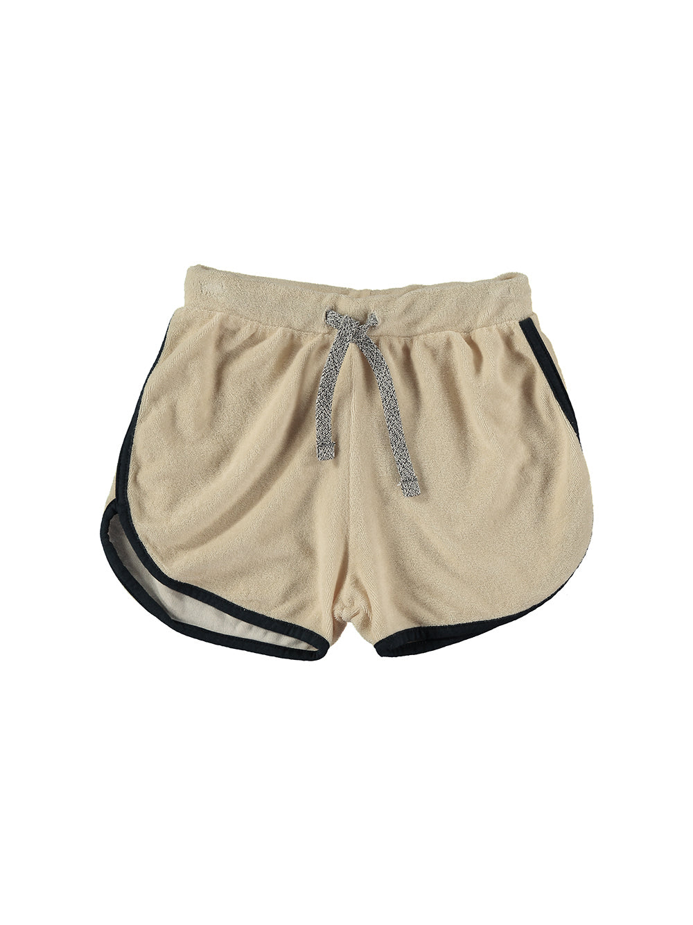 PANTALÓN CORTO EN RIZO CAMEL CON RIBETE NEGRO