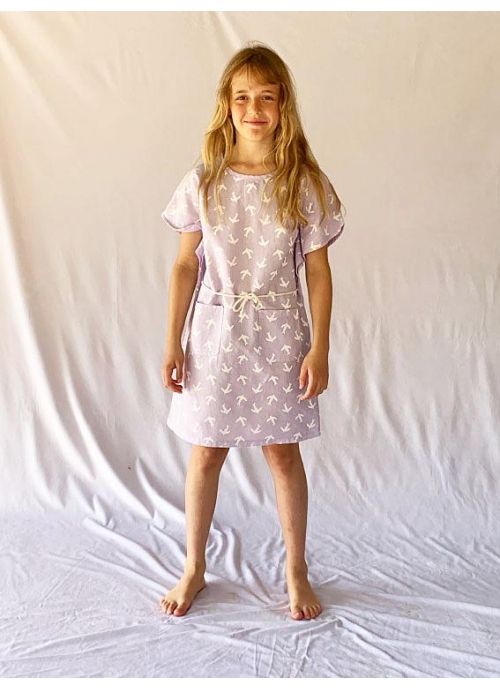 Kid  DRESS Girl- 80% Cotton 20% Linen- Woven