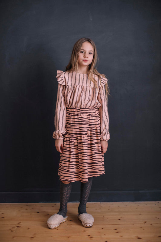 LIGHT PINK ZEBRA PRINT V-NECK SKIRT