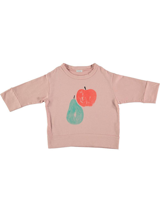 APPLE AND PEAR PASTEL PINK CROPPED SWEATSHIRT