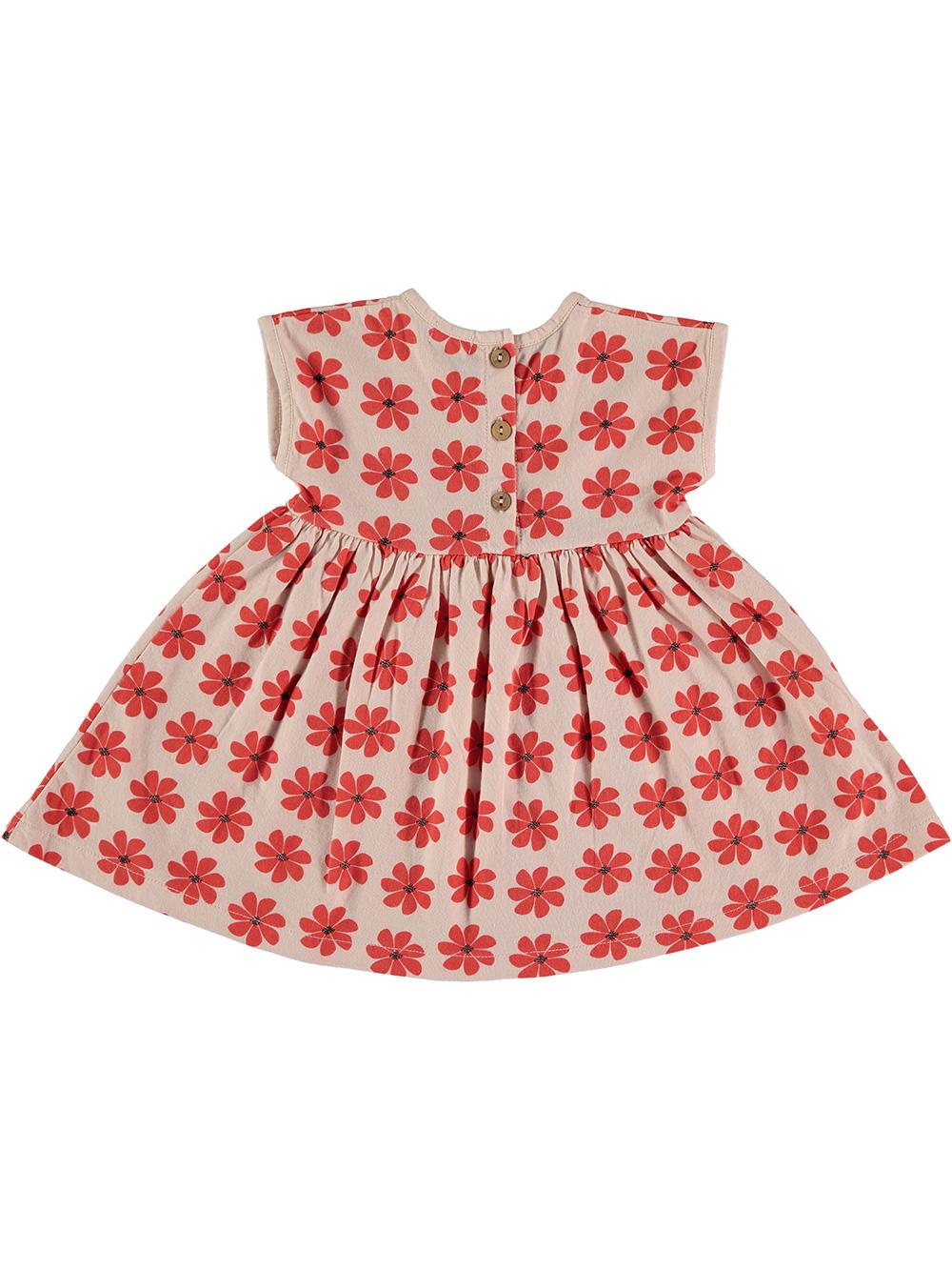 PASTEL PINK BABY DRESS WITH RED FLOWER PRINT