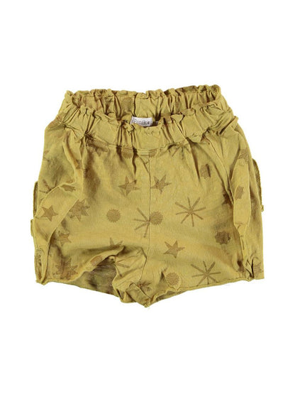 PANTALÓN CORTO VOLANTES ESTAMPADO ESTRELLAS AMARILLO