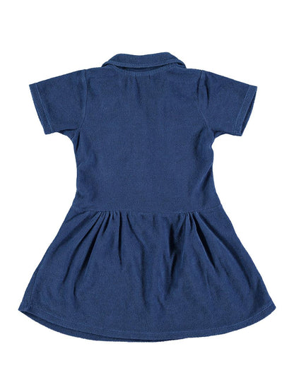 NAVY BLUE NOTE EMBROIDERED TERRY DRESS
