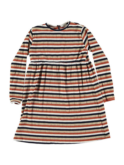 MULTI-STRIPED LONG SLEEVE DRESS