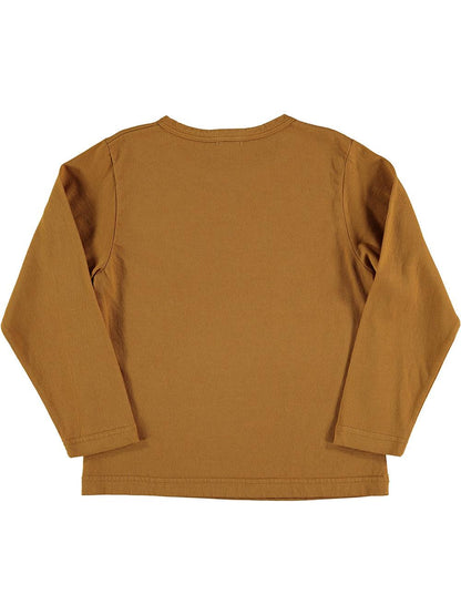 CAMEL LONG SLEEVE T-SHIRT WITH MOUNTAIN PRINT