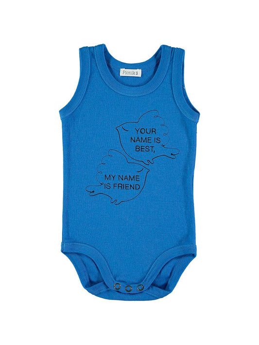 BLUE FRIENDS BIRDS BODYSUIT WITH STRAPS