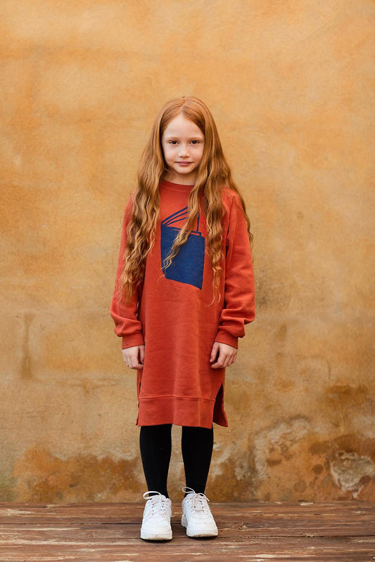 BOOK PEACH SWEATSHIRT DRESS