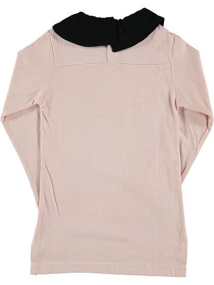 PINK T-SHIRT WITH BLACK COLLAR