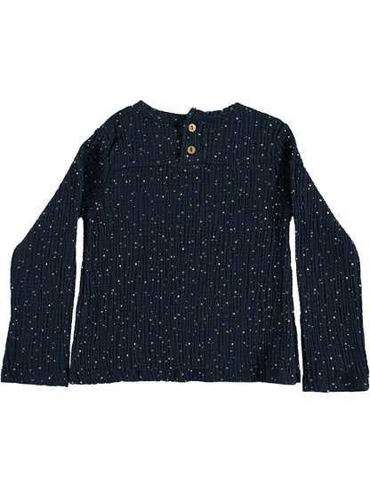 LONG SLEEVE BLOUSE WITH GOLDEN DOTS PRINT