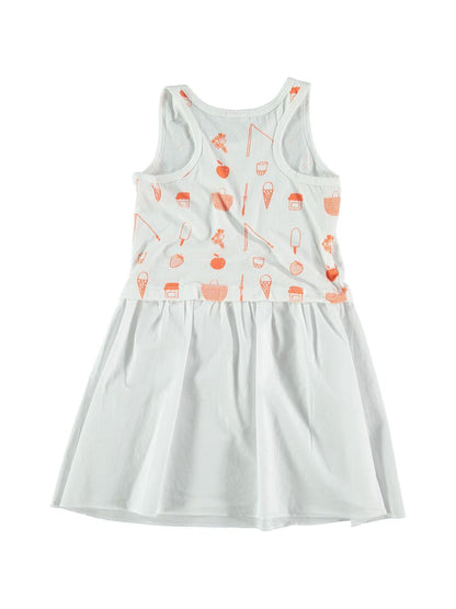 WHITE PICNIK PRINTED STRAPS DRESS