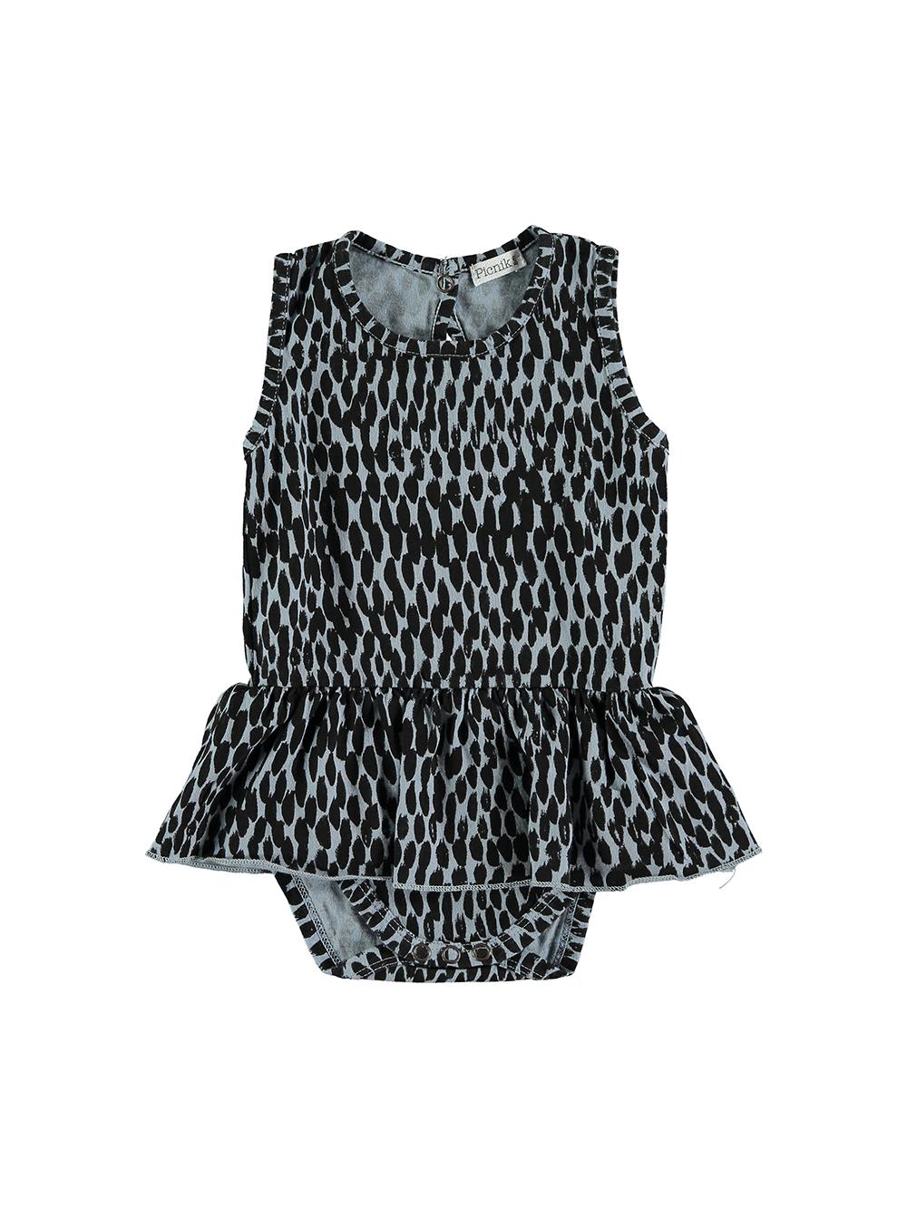 BODY TIRANTES Y VOLANTE ANIMAL PRINT GRIS