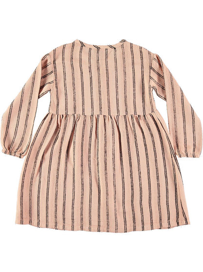 BLACK AND LIGHT PINK STRIPED LONG SLEEVE DRESS