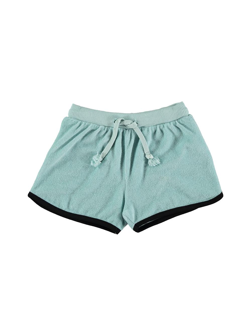 LIGHT BLUE SHORTS WITH DRAWSTRING AND BLACK TIP