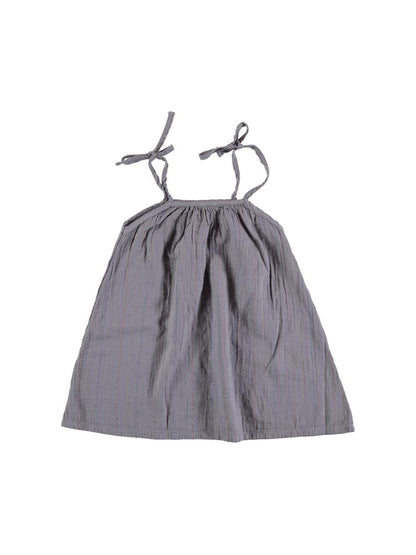 GRAY LUREX BOW STRAPS DRESS