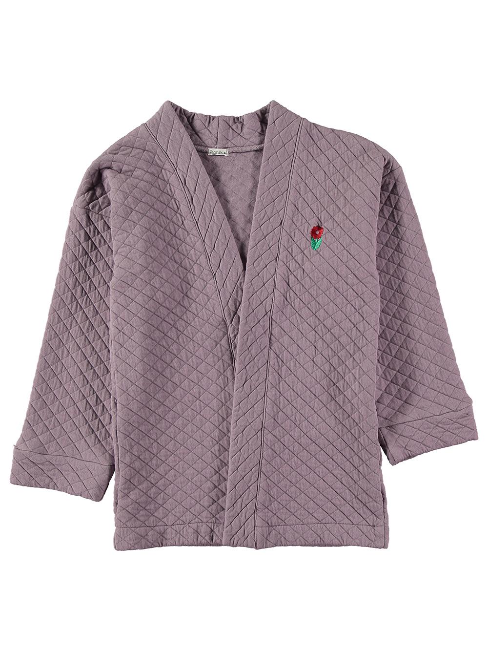LILAC QUILTED KIMONO WITH FLOWER EMBROIDERY