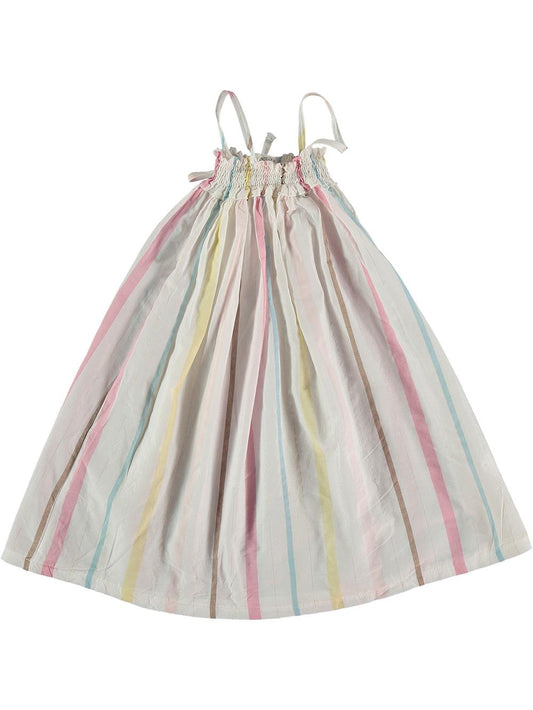 LONG WHITE DRESS WITH MULTICOLOR STRIPES
