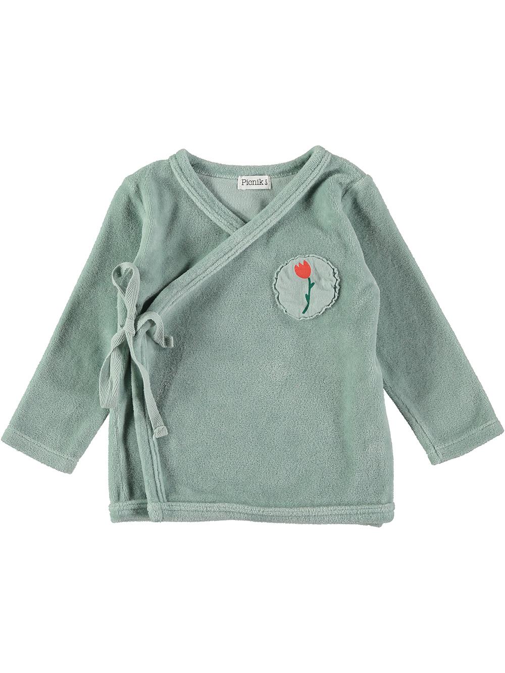 LIGHT BLUE TULIP CROSS VELVET SWEATER