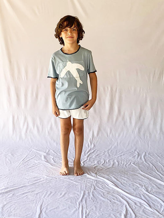 GRAY BIRD CONTRAST SHORT SLEEVE T-SHIRT