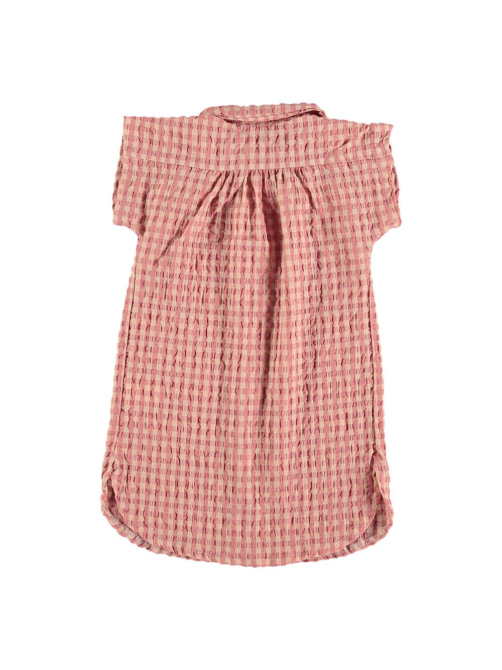 PINK VICHY DRESS WITH POCKETS AND ROUND NECK