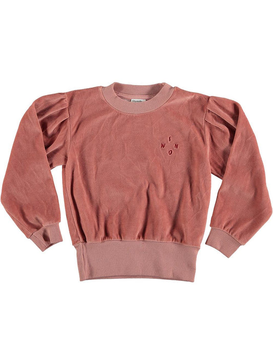 PINK LONG SLEEVE SWEATER embroidered SNOW