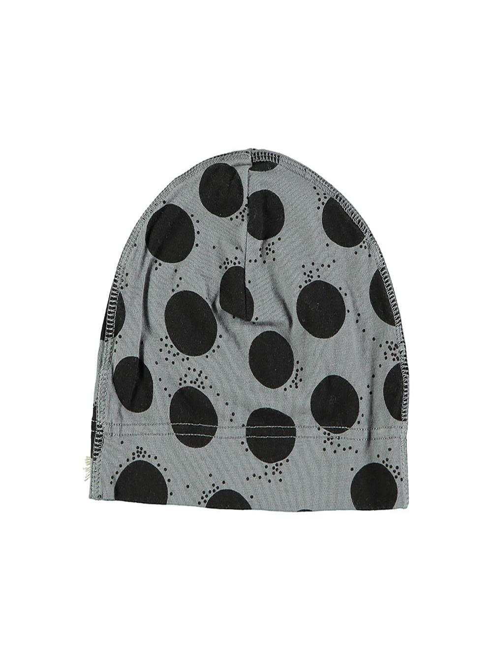 GRAY HAT WITH BLACK DOTS PRINT