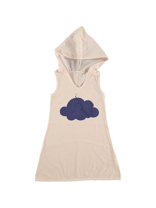 CLOUD AND NOTES HOODED DRESS CLOUD AND OFF WHITE NOTES