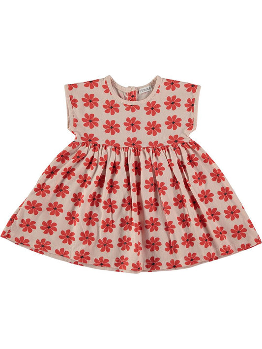 PASTEL PINK BABY DRESS WITH RED FLOWER PRINT