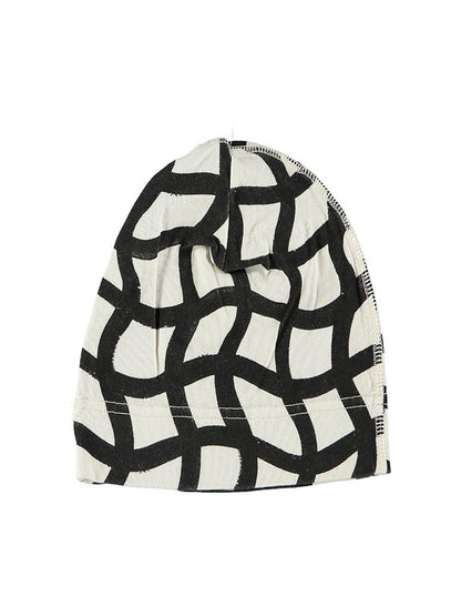 GORRO BLANCO ESTAMPADO CUADRÍCULA NEGRA