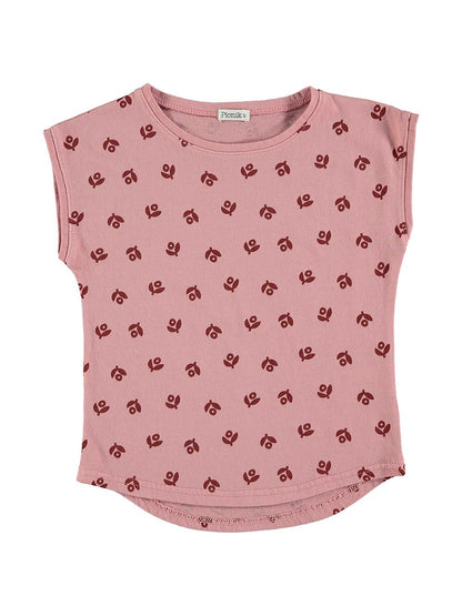 SHORT SLEEVE T-SHIRT WITH PINK FLOWER PRINT