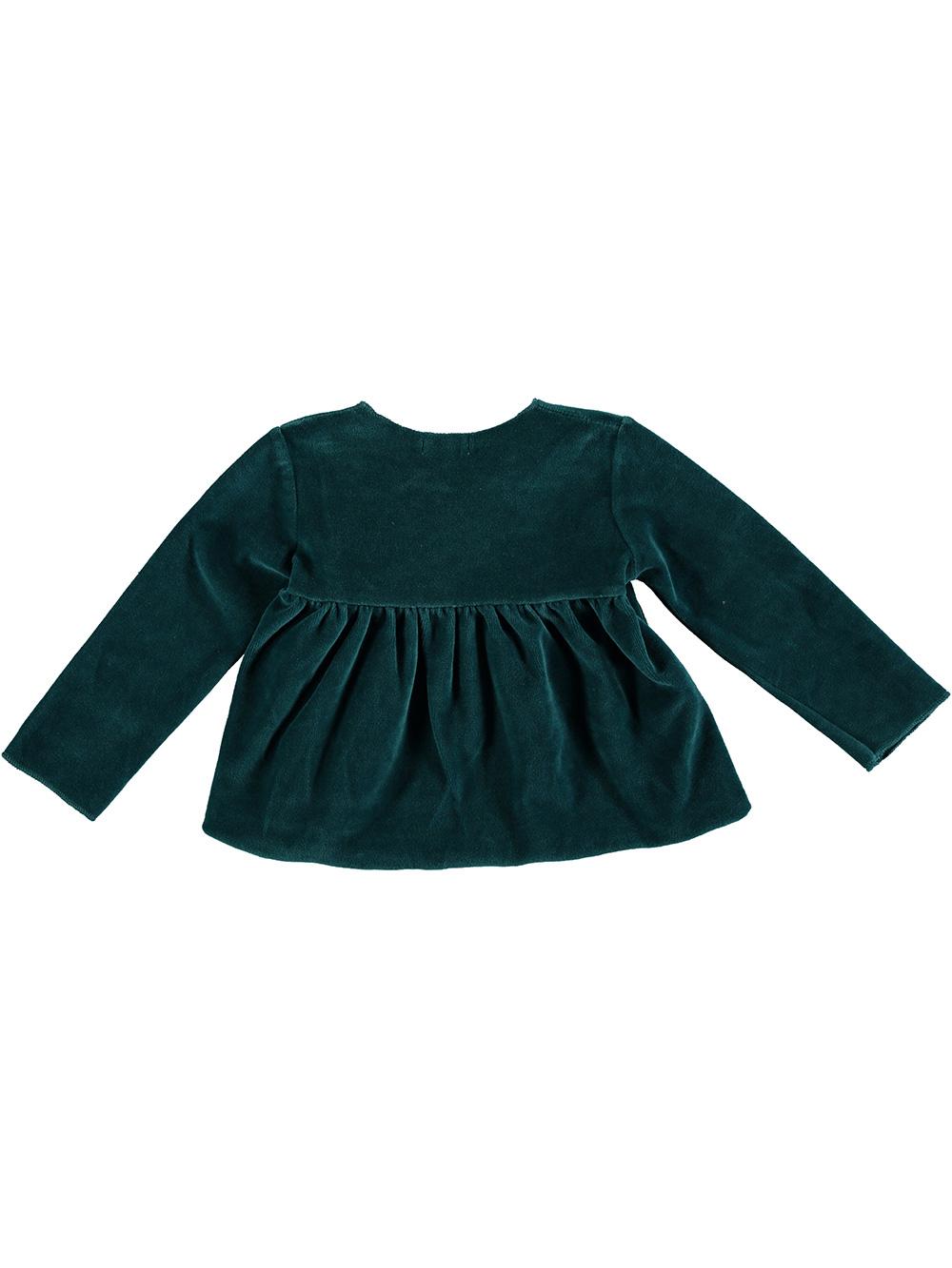 GREEN LONG SLEEVE CROSSOVER TOP